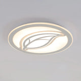 Contemporary Led Hallway Flush Mount Ceiling Light In White With Leaf Pattern - Available 3 Sizes