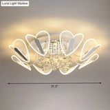 Contemporary Led Heart Crystal Ball Flush Mount Light - 25.5’/31.5’ Width