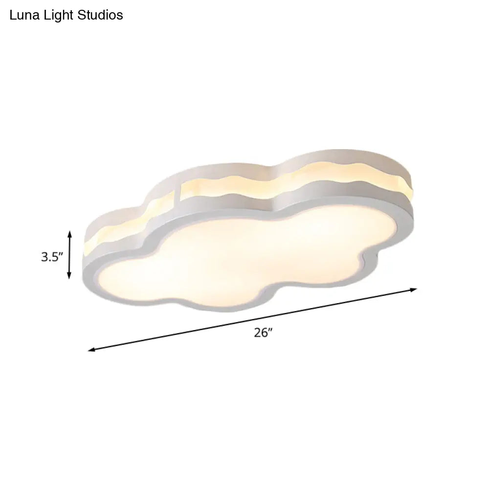 Contemporary Led Iron Flush Mount Light For Children’s Bedroom - White Cloud Design Warm/White