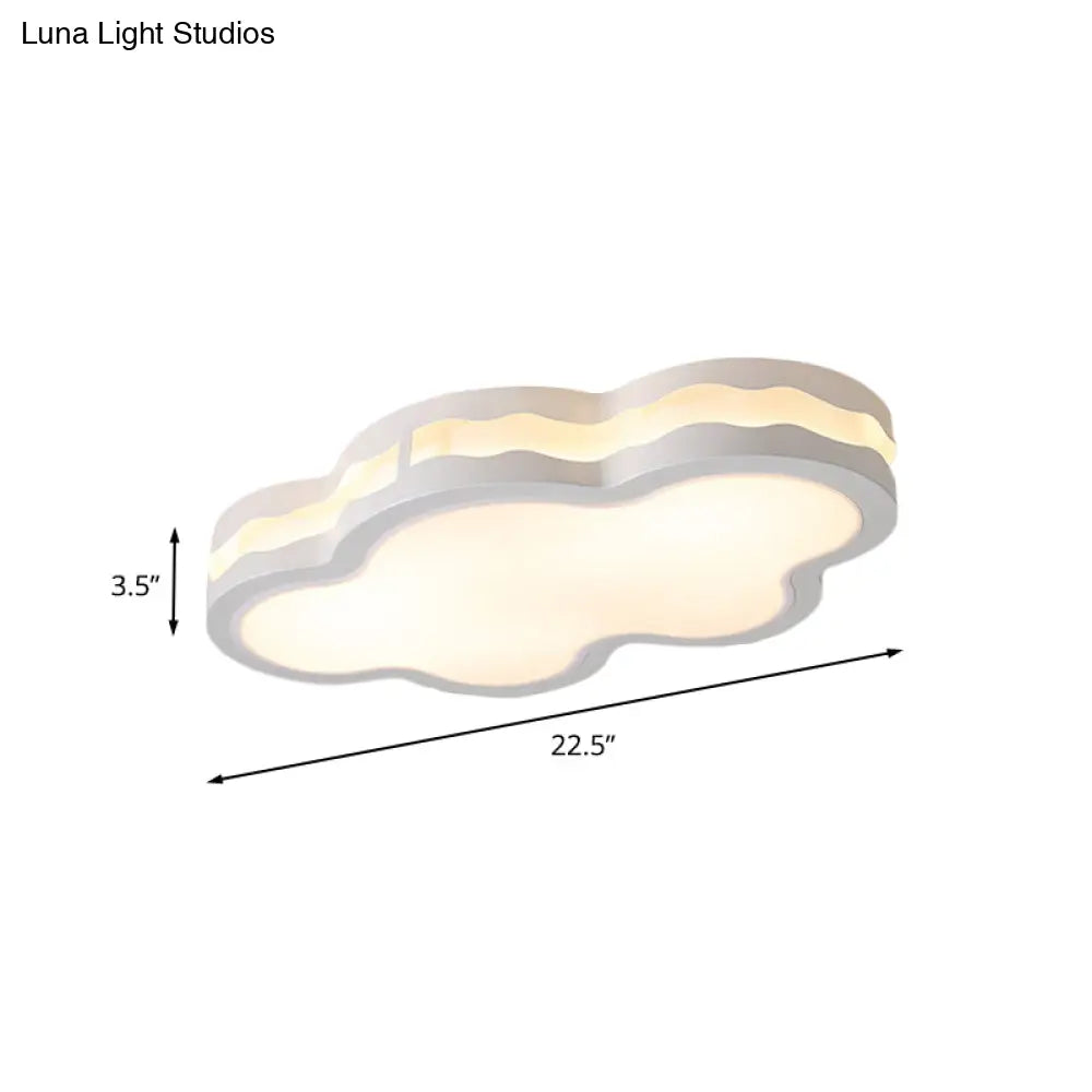 Contemporary Led Iron Flush Mount Light For Children’s Bedroom - White Cloud Design Warm/White