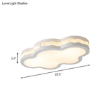 Contemporary Led Iron Flush Mount Light For Children’s Bedroom - White Cloud Design Warm/White