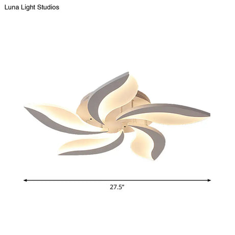 Contemporary Led Leaf Shaped Flushmount Lighting With Acrylic Diffuser - 3/12/15 Lights White