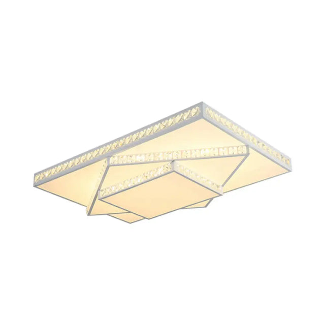 Contemporary Led Metal 3-Tiered Square Flush Ceiling Mount Light - White/3Rd Gear