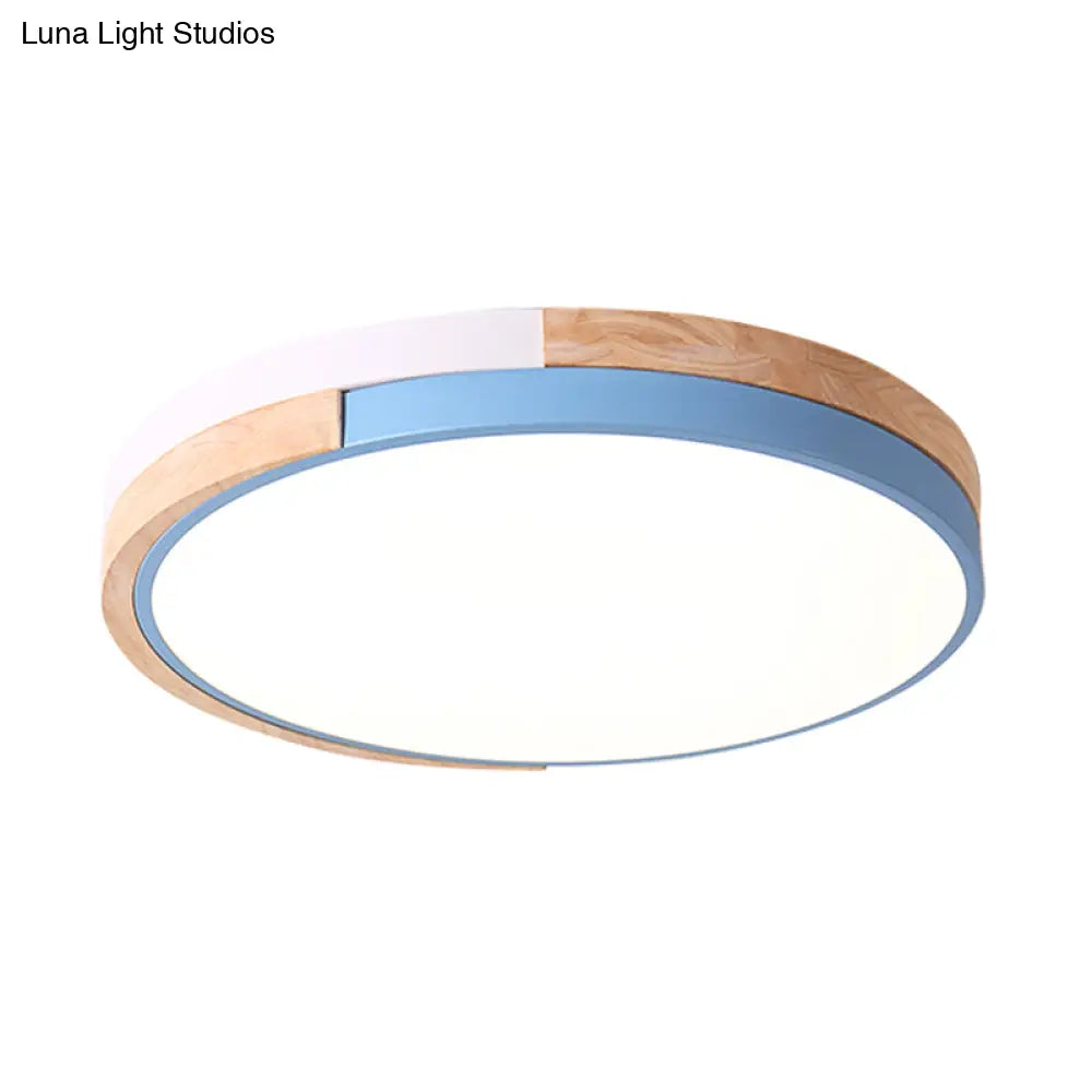 Contemporary Led Metal Circle Flush Light With Acrylic Diffuser In Warm/White - Pink/Yellow/Blue