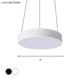 Contemporary Led Metal Drum Pendant Lighting: 12’/18’/23.5’ Wide White/Black Ceiling Lamp