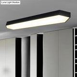 Contemporary Led Metal Strip Flush Mount Lighting - White/Black/Silver 4’/8’ Wide 3 Light Options