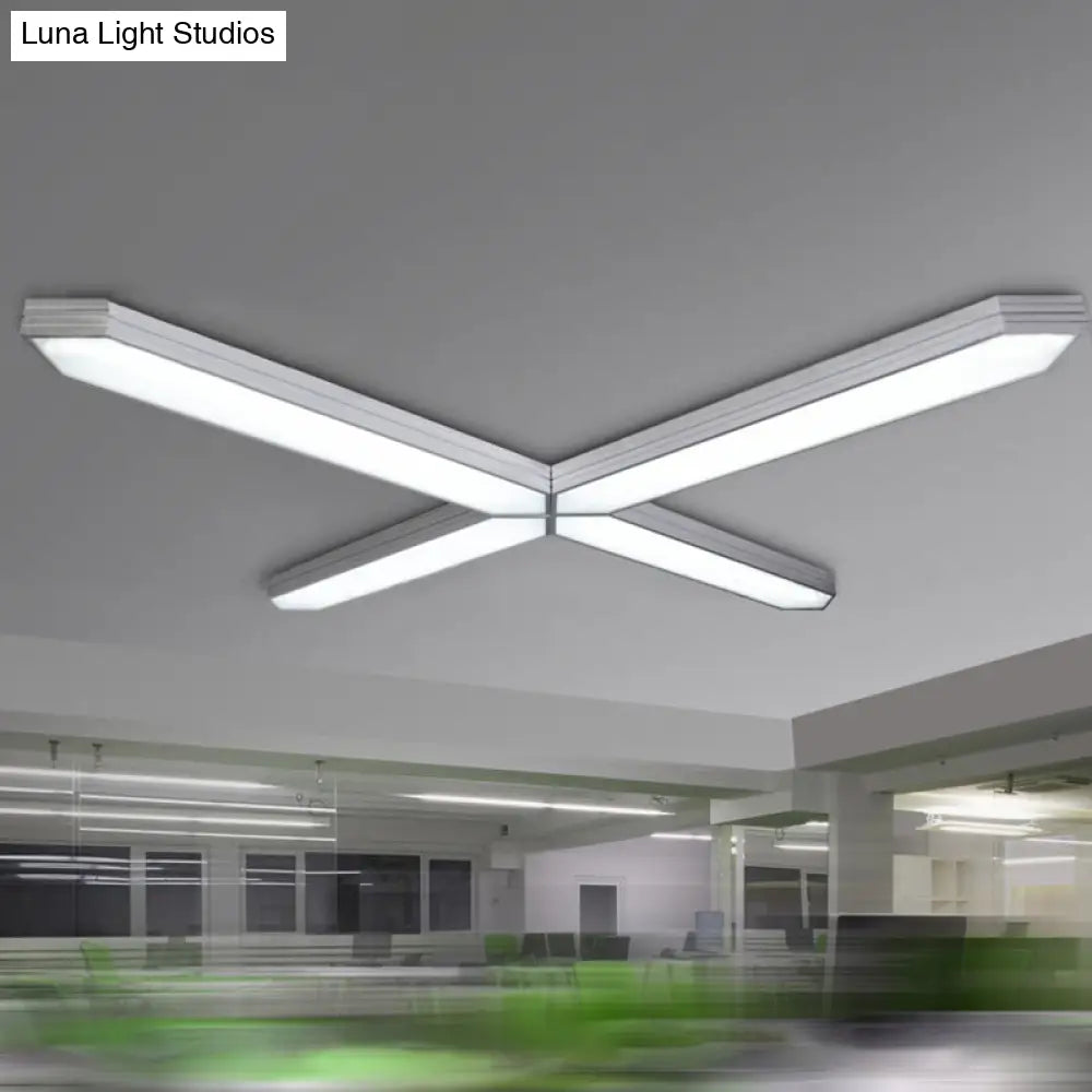 Contemporary Led Metal Strip Flush Mount Lighting - White/Black/Silver 4’/8’ Wide 3 Light Options