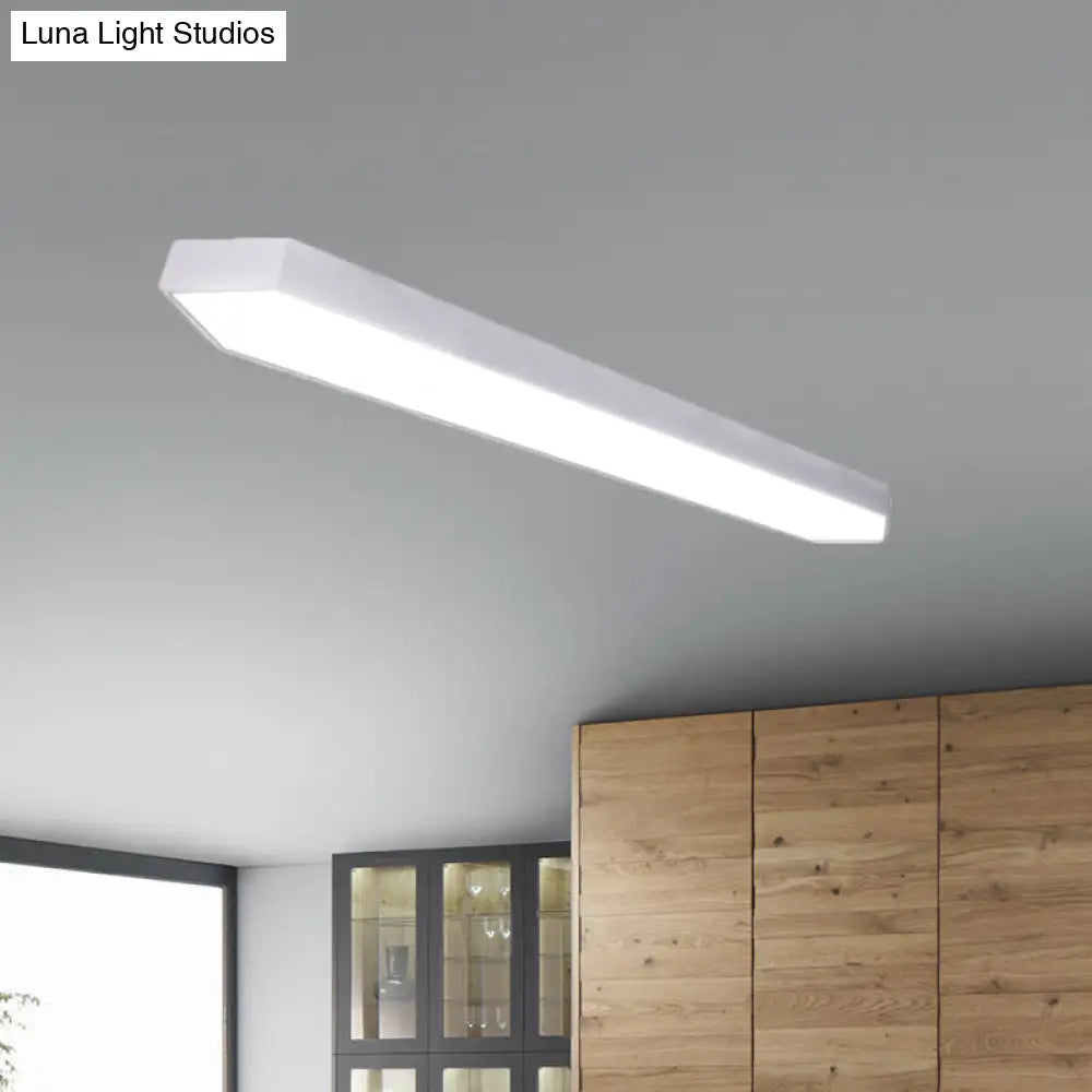 Contemporary Led Metal Strip Flush Mount Lighting - White/Black/Silver 4/8 Wide 3 Light Options