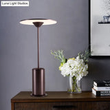 Contemporary Led Metal Table Lamp - Brown Reading Light For Study