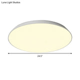Contemporary Led Metallic Flush Mount Light - White Tray Ceiling Lamp For Bedroom