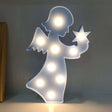 Contemporary Led Nightstand Light - Girls Element Plastic Battery-Operated Lamp Blue