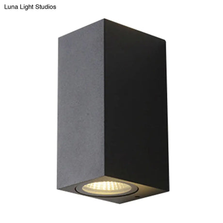 Contemporary Led Outdoor Wall Mount Sconce Light With Metal Shade - Black