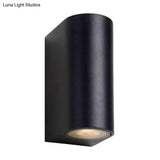 Contemporary Led Outdoor Wall Mount Sconce Light With Metal Shade - Black