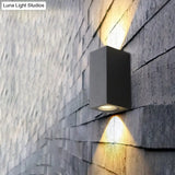 Contemporary Led Outdoor Wall Mount Sconce Light With Metal Shade - Black