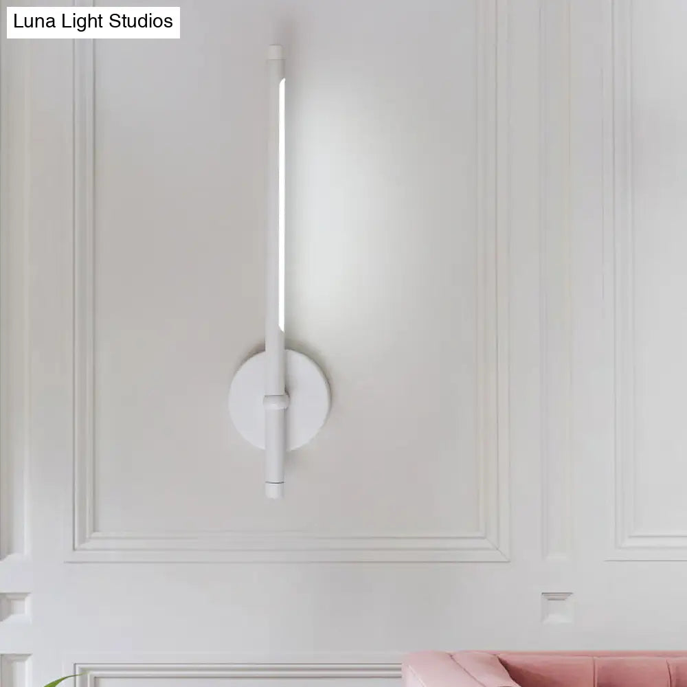 Contemporary Led Sconce Light - Metal And Acrylic Shade Black/White Tubular Wall Mount Warm/White