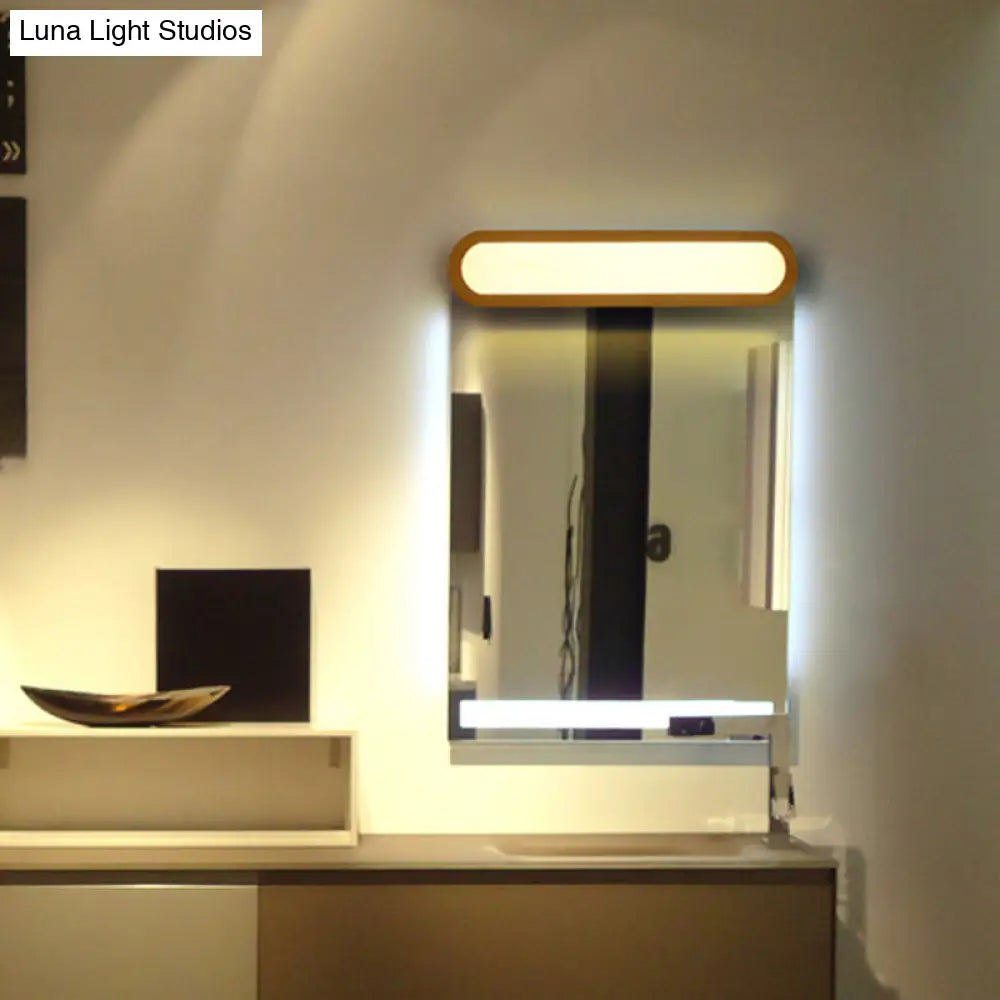 Contemporary Led Sconce Vanity Light For Bedroom - Oval Elongated Acrylic Fixture