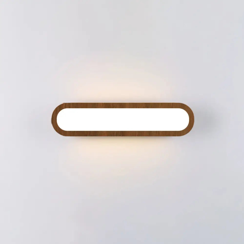 Contemporary Led Sconce Vanity Light For Bedroom - Oval Elongated Acrylic Fixture Brown / 17