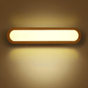 Contemporary Led Sconce Vanity Light For Bedroom - Oval Elongated Acrylic Fixture Wood / 17