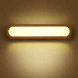 Contemporary Led Sconce Vanity Light For Bedroom - Oval Elongated Acrylic Fixture Wood / 17
