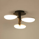 Contemporary Led Semi Ceiling Mount Light - Acrylic Round Dining Room Lamp In Black 3 / Warm