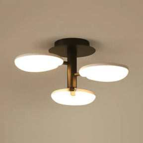 Contemporary Led Semi Ceiling Mount Light - Acrylic Round Dining Room Lamp In Black 3 / Warm