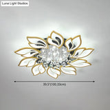 Contemporary Led Semi Flush Mount Ceiling Light With Crystal Ball - Gold Finish