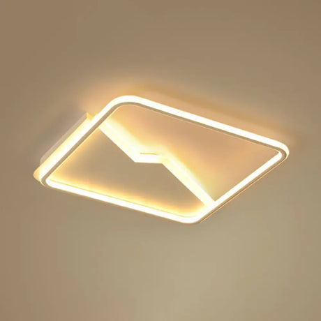 Contemporary Led Square Ceiling Mount Light: Aluminum Bedroom Flush Fixture White / 24.5’