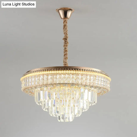 Contemporary Led Suspension Pendant With Clear Crystal Prisms For Dining Room Chandelier