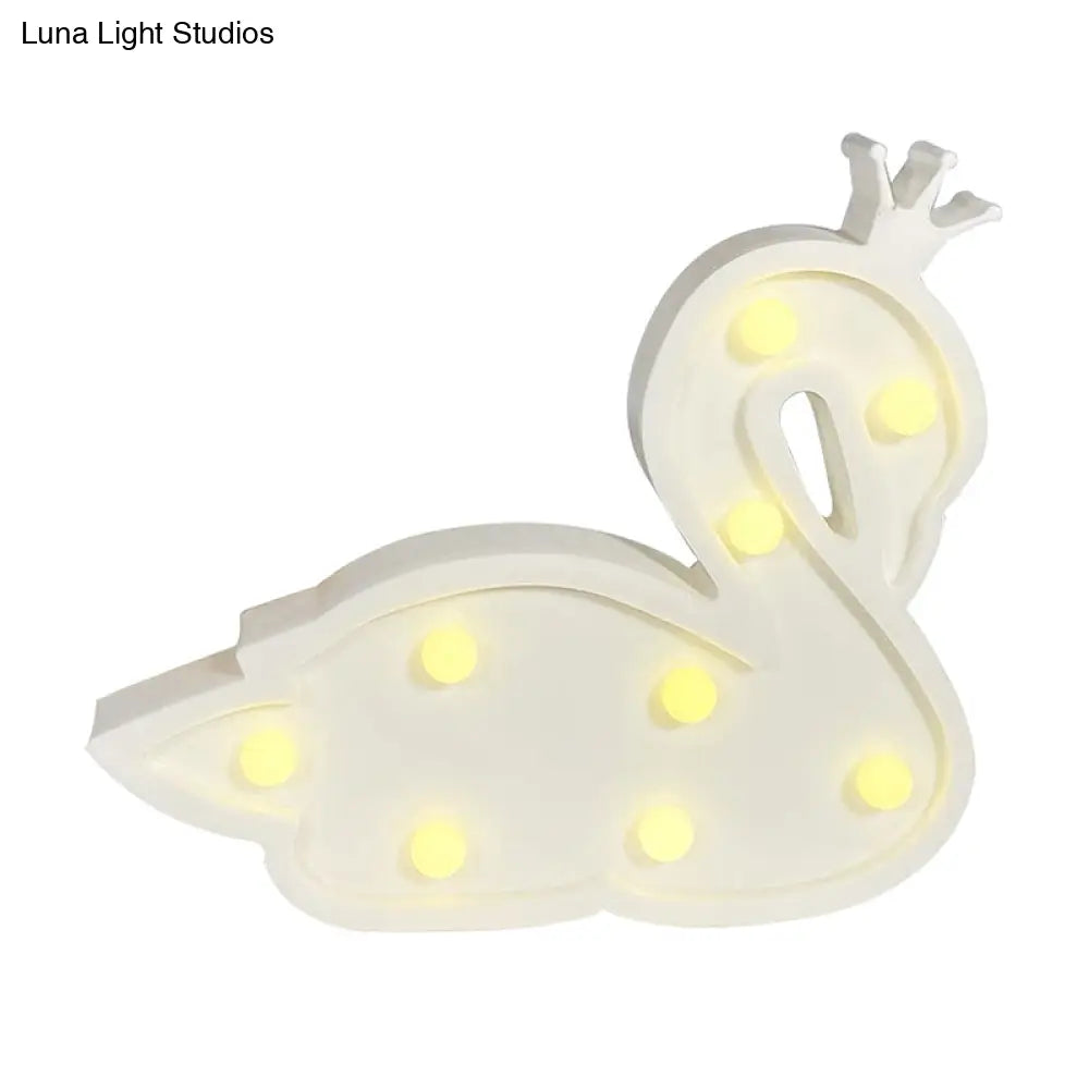 Contemporary Led Swan Wall Night Lamp For Childrens Bedroom