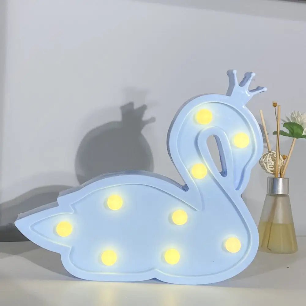 Contemporary Led Swan Wall Night Lamp For Childrens Bedroom Blue