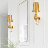 Contemporary Led Tapered Wall Sconce Light 6/8/10 Dia Fabric White/Black/Silver Gold / 6