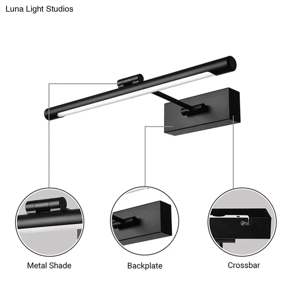 Contemporary Led Tubed Vanity Wall Sconce - Black/White Acrylic Lamp For Bathrooms 16.5/18 Wide