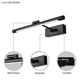Contemporary Led Tubed Vanity Wall Sconce - Black/White Acrylic Lamp For Bathrooms 16.5/18 Wide