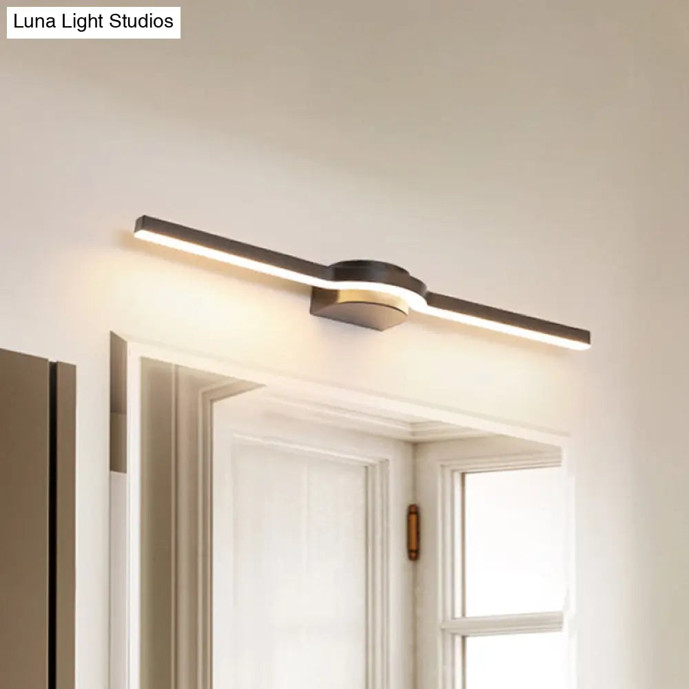 Contemporary Led Vanity Light In Black And White/Warm - 16/23.5 Slim Line Acrylic Wall Sconce