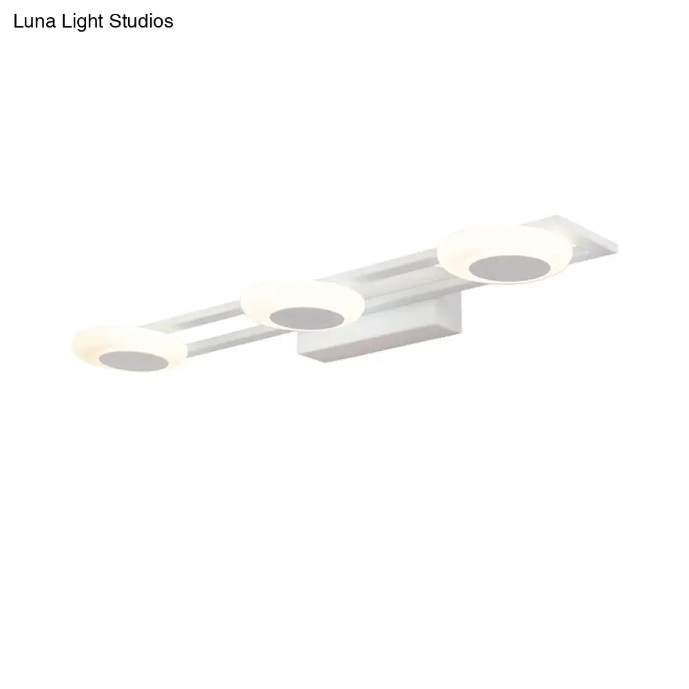 Contemporary Led Vanity Sconce: White Round Acrylic Wall Mounted Light 3 Lights