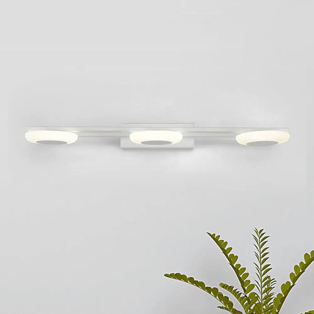Contemporary Led Vanity Sconce: White Round Acrylic Wall Mounted Light 3 Lights