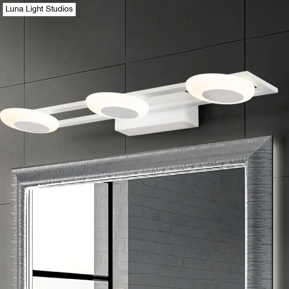 Contemporary Led Vanity Sconce: White Round Acrylic Wall Mounted Light 3 Lights