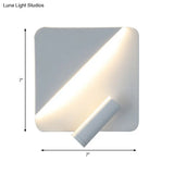 Contemporary Led Wall Lamp For Bedroom And Study With Black/White Metal Spotlight