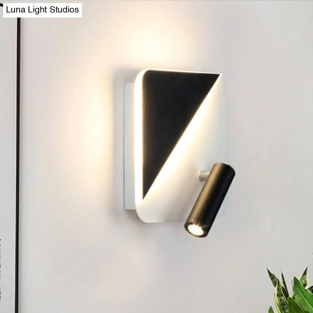 Contemporary Led Wall Lamp For Bedroom And Study With Black/White Metal Spotlight