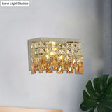 Contemporary Led Wall Lamp With Amber Crystal Shade - Perfect For Corridors