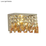 Contemporary Led Wall Lamp With Amber Crystal Shade - Perfect For Corridors