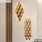 Contemporary Led Wall Lamp With Metallic Gold Diamond Shade - Warm/White Light 23/31 Width