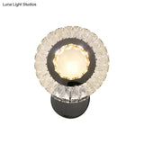 Contemporary Led Wall Mount Lamp With Clear Rectangular-Cut Crystals For Sleeping Room