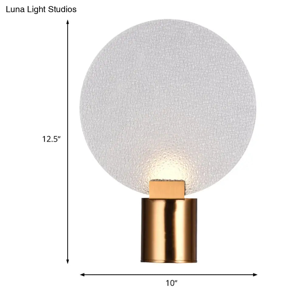 Contemporary Led Wall Mounted Lamp - Gold Round Design With Bubble Glass Shade