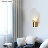 Contemporary Led Wall Mounted Lamp - Gold Round Design With Bubble Glass Shade