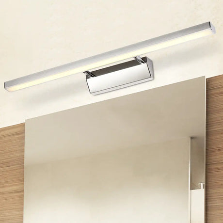 Contemporary Led Wall Mounted Vanity Light Fixture - Stainless Steel Stick Design White Lighting /