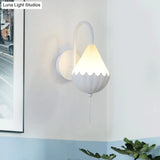 Contemporary Led Wall Sconce - Curved Arm Design With Metallic Finish And Pear Acrylic Shade In