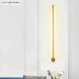 Contemporary Led Wall Sconce In Black/Gold - Metal Strip Living Room Lamp