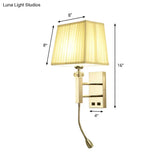 Contemporary Led Wall Sconce In Chrome For Living Room - Tapered Fabric Design