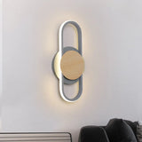 Contemporary Led Wall Sconce Lighting - Grey Oval & Round Design For Bedside